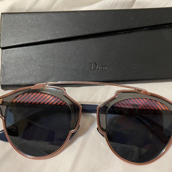 NEW Christian Dior SoREAL Rose Gold Blue Aviator Sunglasses LIMITED EDITION main image 4